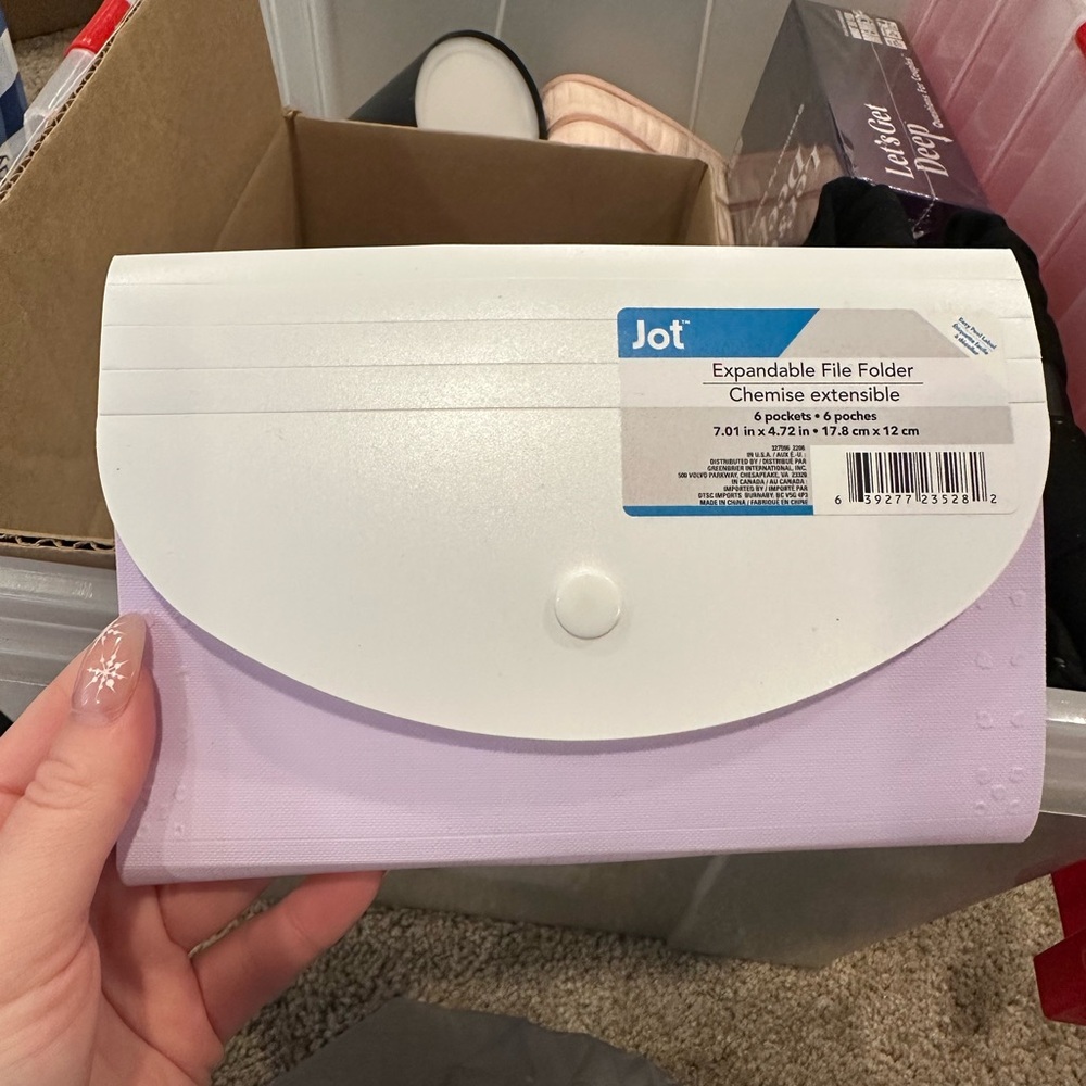 Jot White and Purple Expandable File Folder
